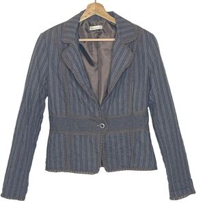 Mayenti  Brown  Textured Blazer  Waist Single Button Vintage Minimalist Chic XS